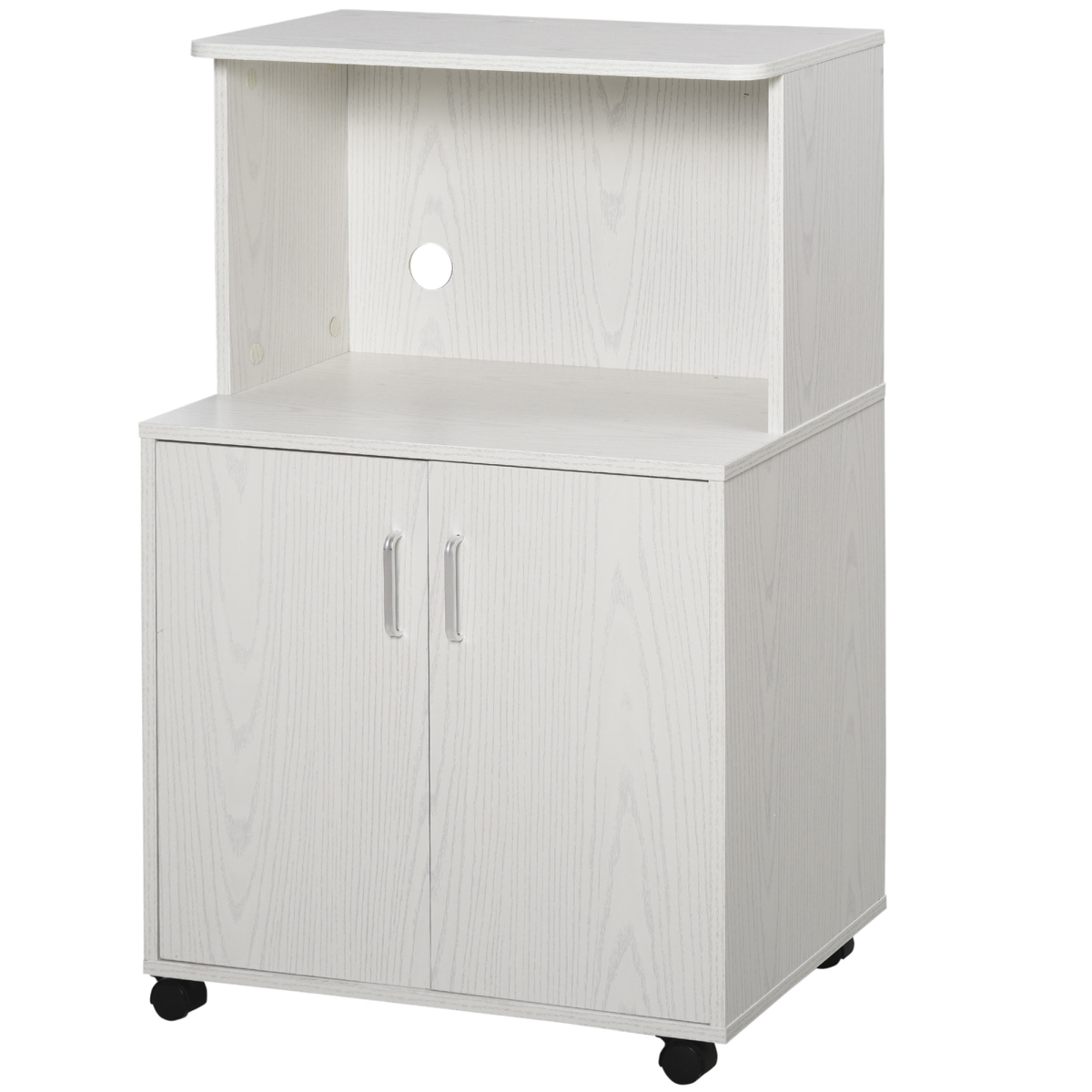 Microwave Cart on Wheels Utility Trolley 97x60.4x40.3cm, White