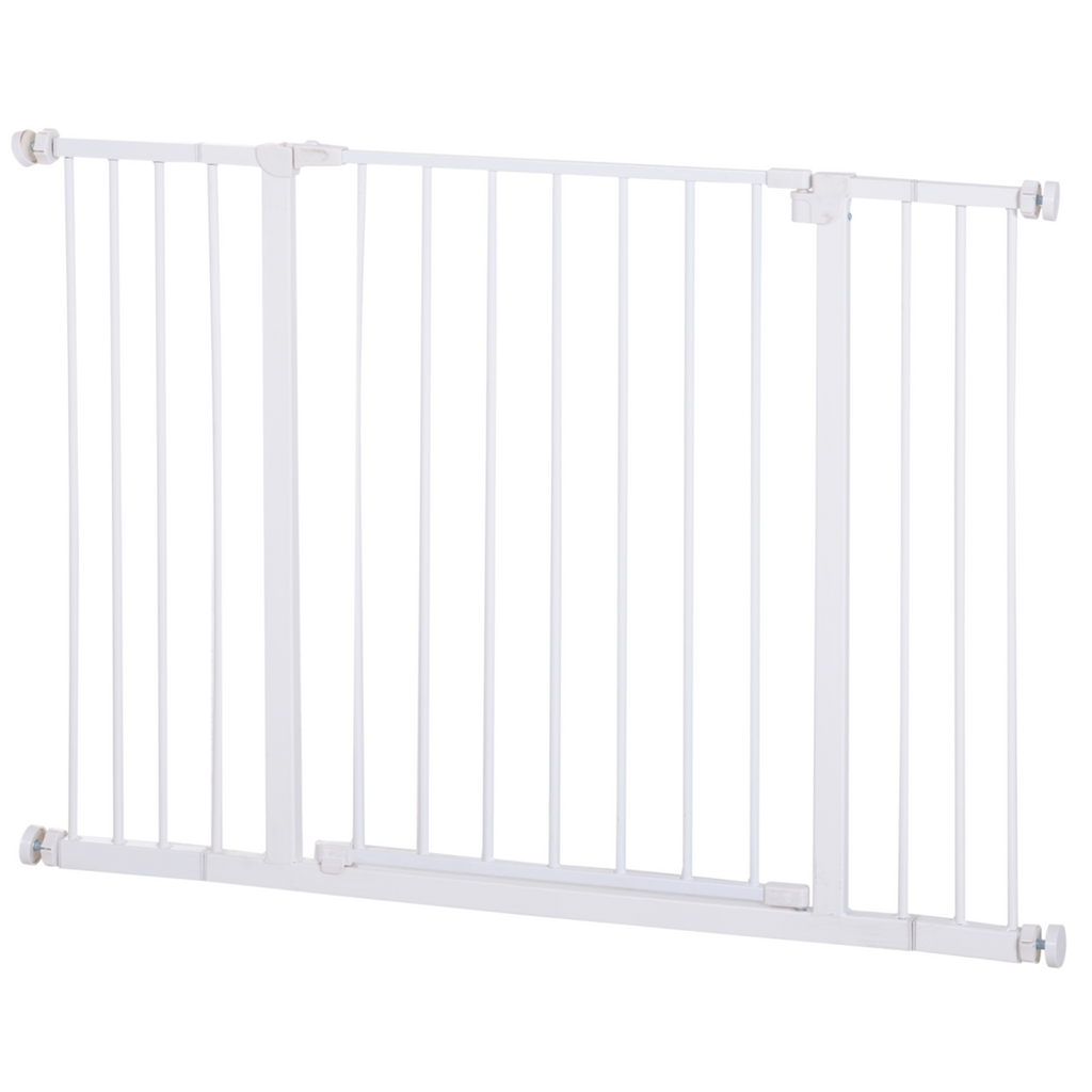 Pressure Fit Dog Gate Pet Barrier for stairs doorway, 76-107cm Width White