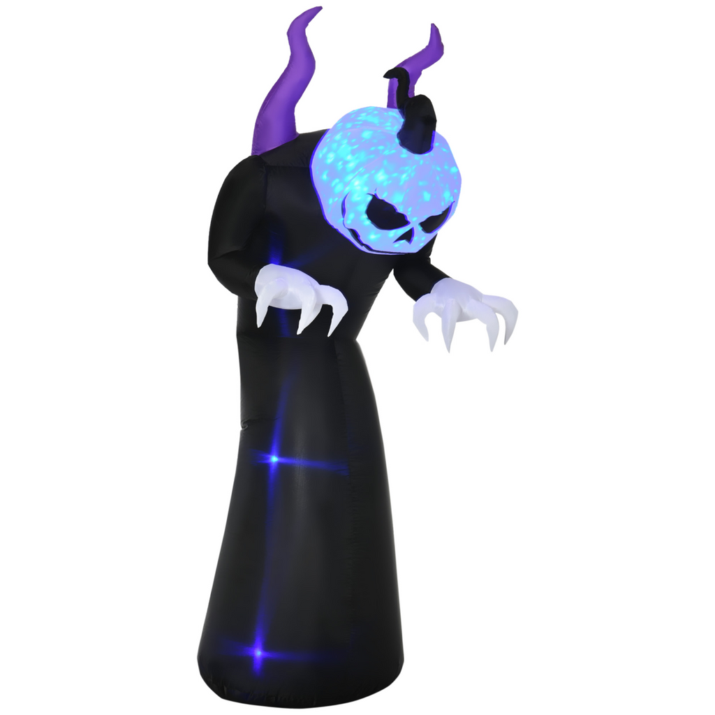 7ft Inflatable Halloween Ghost Horns Blow-Up Outdoor LED Display Flame Effect