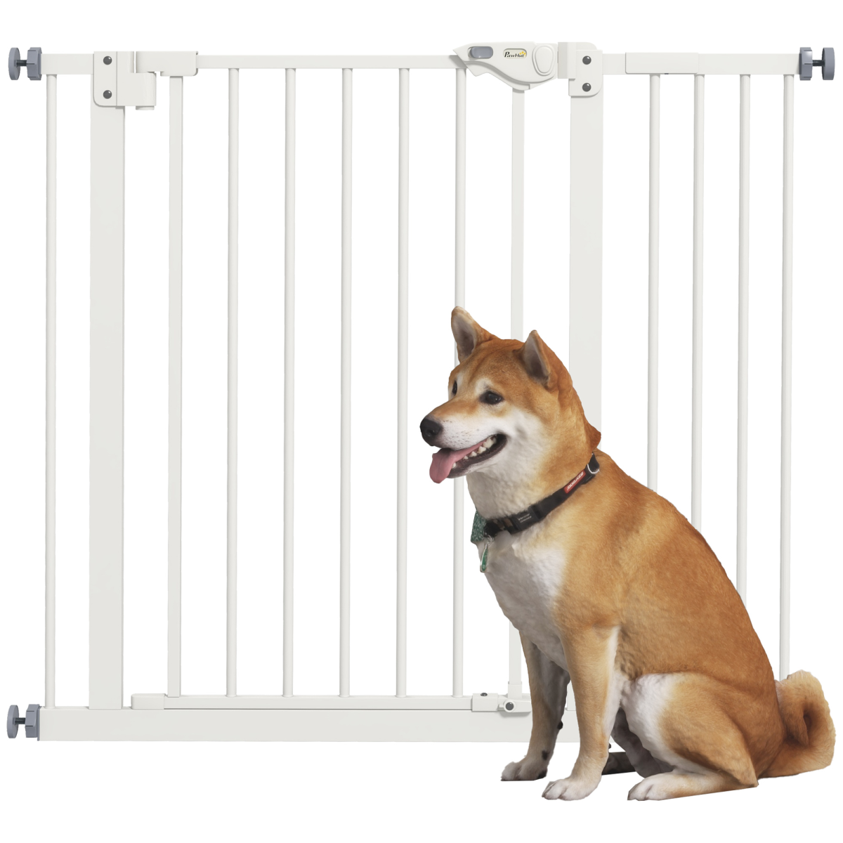 PawHut Adjustable Safety Gate with 1 Extensions and Four Adjustable Screws, White