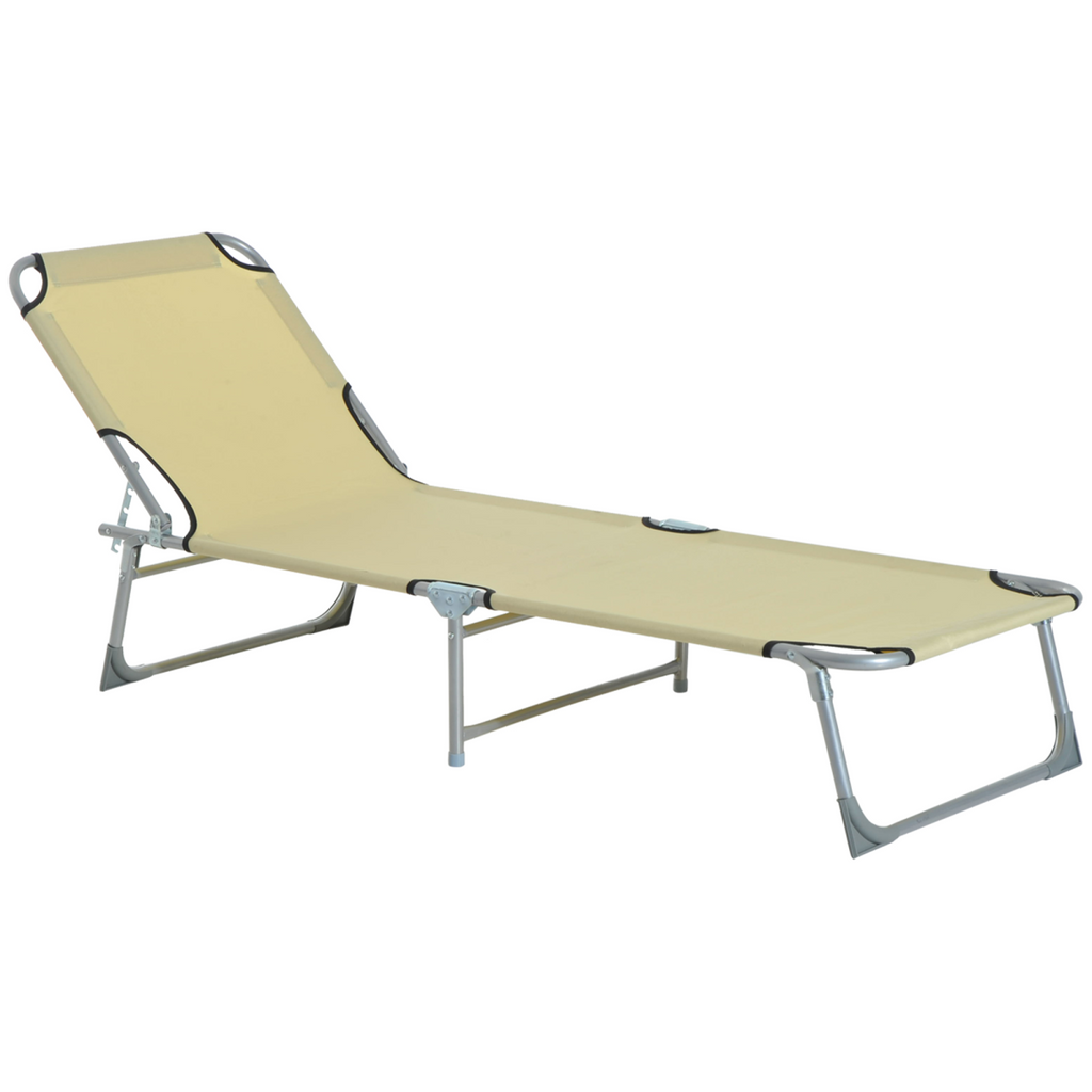 Camping Cot Picnic Sun Lounger Portable Folding Chaise Chair Patio Outsunny