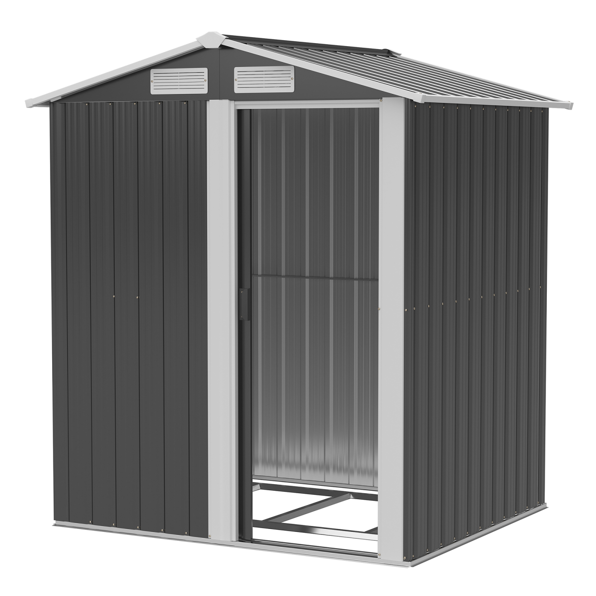 Outdoor Storage Shed, Sliding Door, Sloped Roof  152 x 132 x 188 cm, Grey
