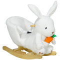 HOMCOM Kids Rabbit-Shaped Rocking Horse with Realistic Sounds Safety Belt White