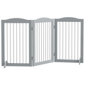 PawHut Foldable Dog Gate, Freestanding Pet Gate with Two Support Feet - Grey