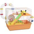 PawHut Hamster Cage, 3 Tiers Gerbil Cage for Dwarf Hamsters with Tubes, Ladder