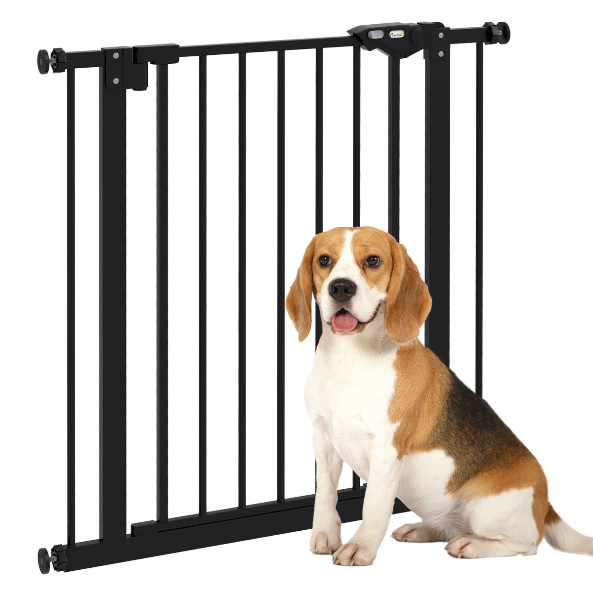 PawHut Adjustable Safety Gate with 1 Extensions and Four Adjustable Screws, Black