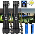 2 Pack USB Rechargeable LED Flashlight 5-Mode Outdoor Camping Hiking Flashlight