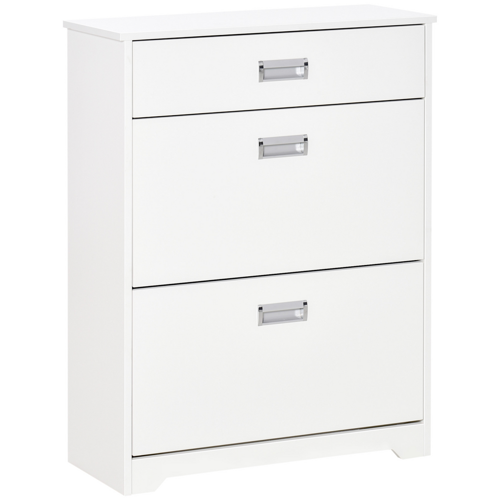 Tipping Shoe Cabinet Hall Organizer  Flip Drawers for Entry 16 Pairs