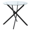 HOMCOM Clear Glass Side Table Round Metal Dining Table Dining Black