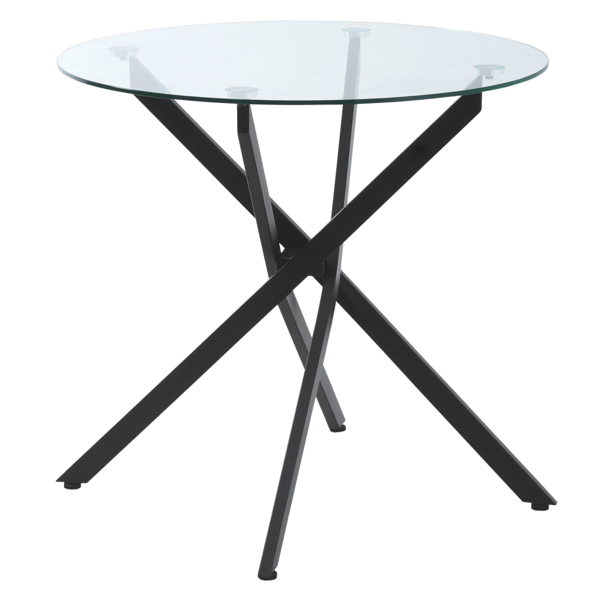 HOMCOM Clear Glass Side Table Round Metal Dining Table Dining Black