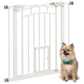 PawHut Pressure Fit, Safety Gate Dog Gate w/ Small Cat Door Opening, 74-80cm