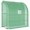 Walk-In Lean to Wall Greenhouse Window&Door 200Lx 100W x 215Hcm Green Outsunny