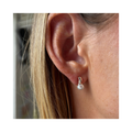 Hoop Pearl - Silver Stud Earrings