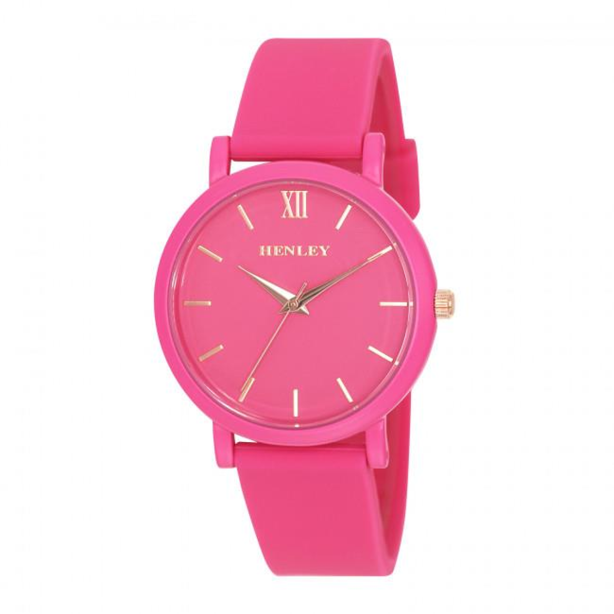 Henley Ladies Coloured Case Silicone Sports Watch Hot Pink H06178.5