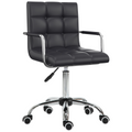 Mid Back PU Leather Home Office Chair Swivel Desk Chair with Arm, Wheel, Black