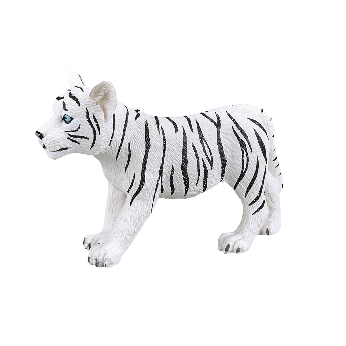 White Tiger Cub Standing Toy  Realistic Big Cat Figurine