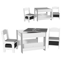 HOMCOM 3PCs Kids Table and Chair Set for Nursery, Playroom, Classroom, Grey