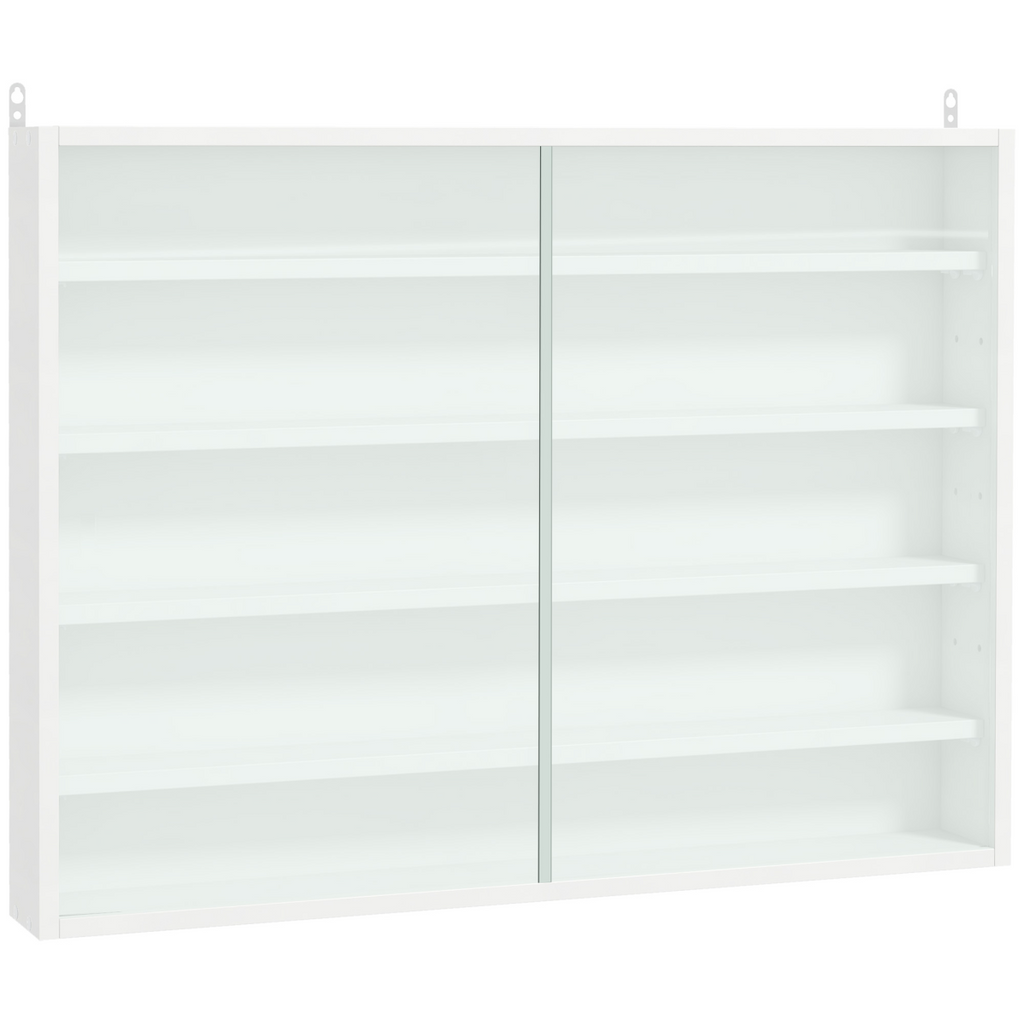 5-Tier Wall Display Shelf Unit Cabinet w/ Shelves Glass Doors White