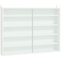 5-Tier Wall Display Shelf Unit Cabinet w/ Shelves Glass Doors White