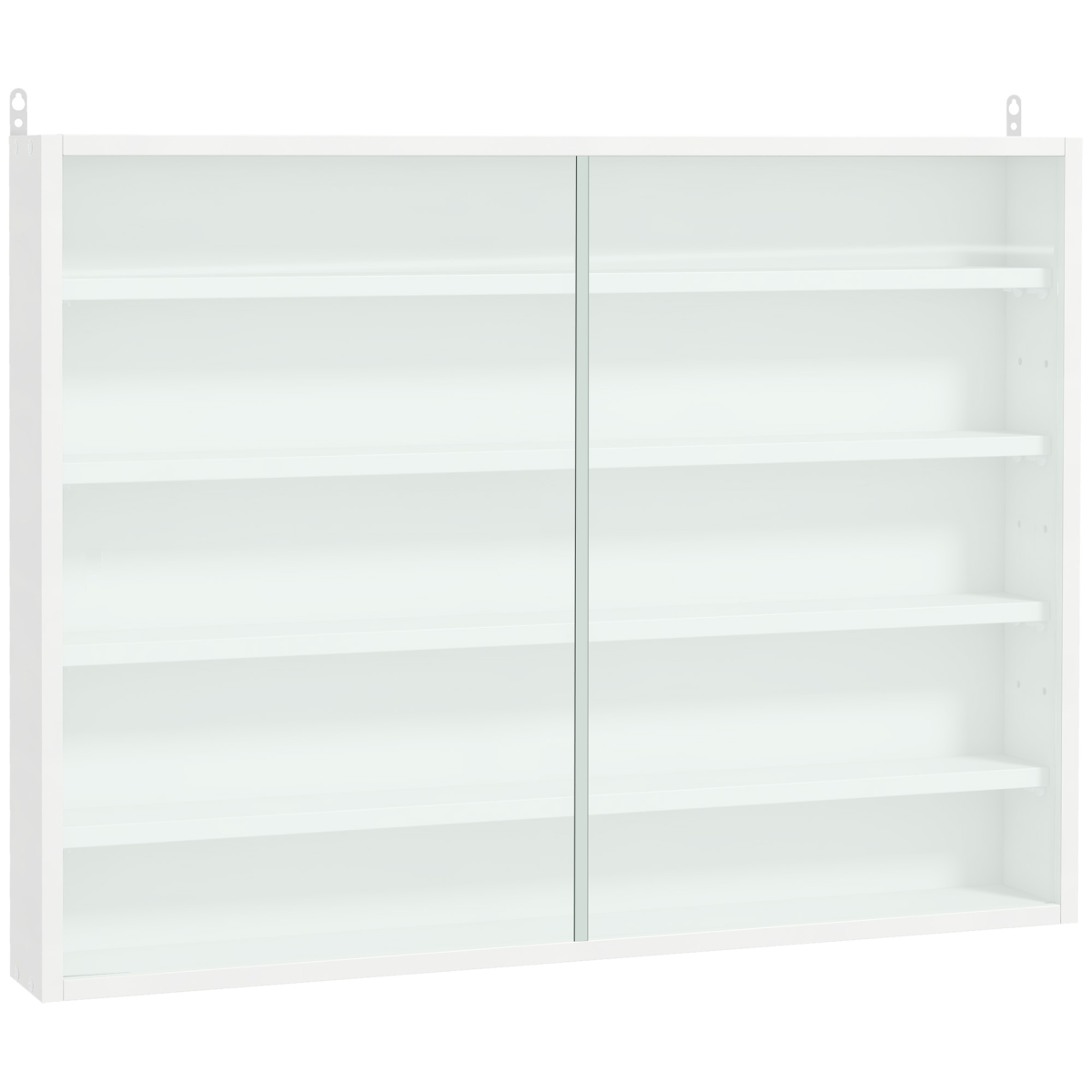 5-Tier Wall Display Shelf Unit Cabinet w/ Shelves Glass Doors White