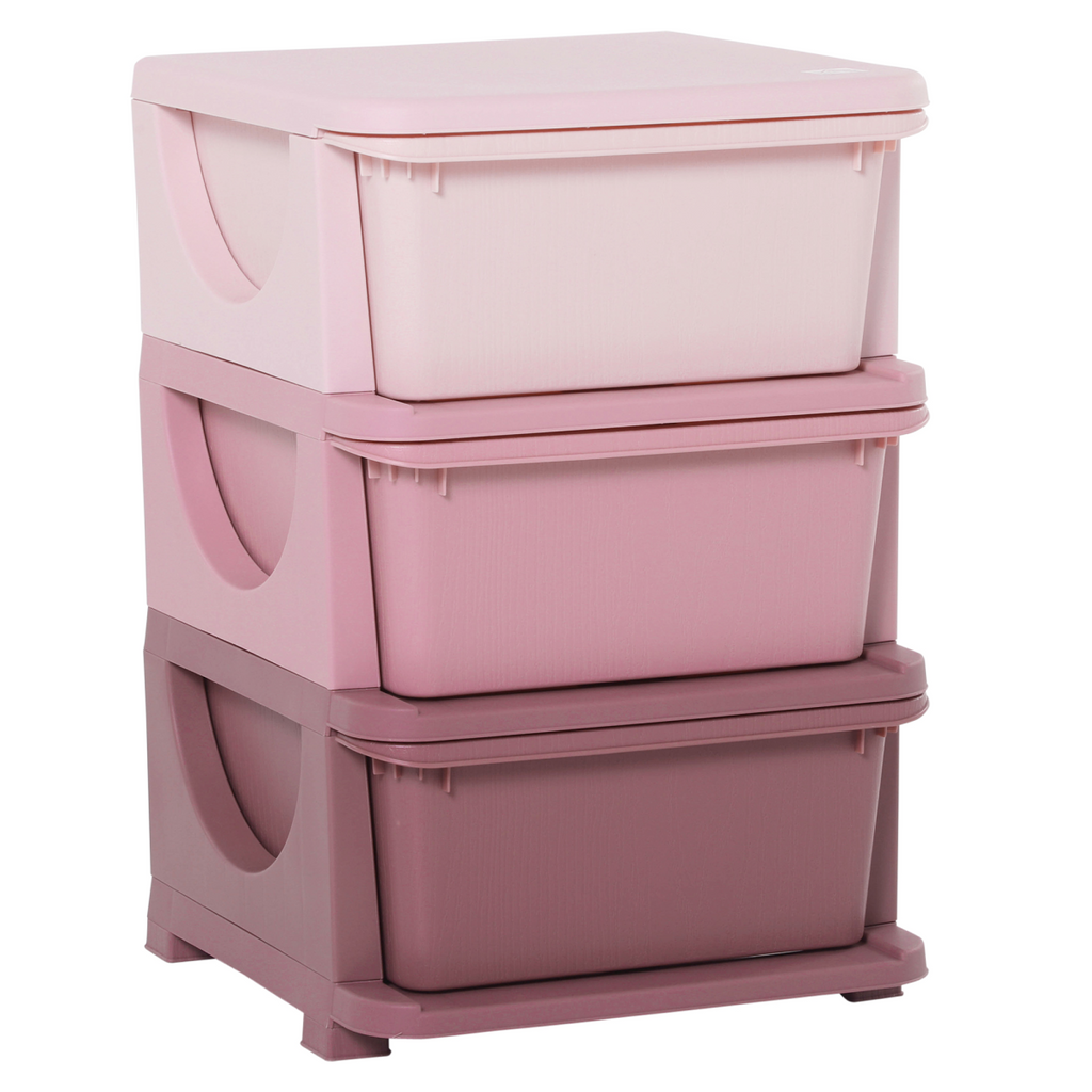 HOMCOM Kids Storage Units with Drawers 3 Tier Chest Vertical Dresser Tower