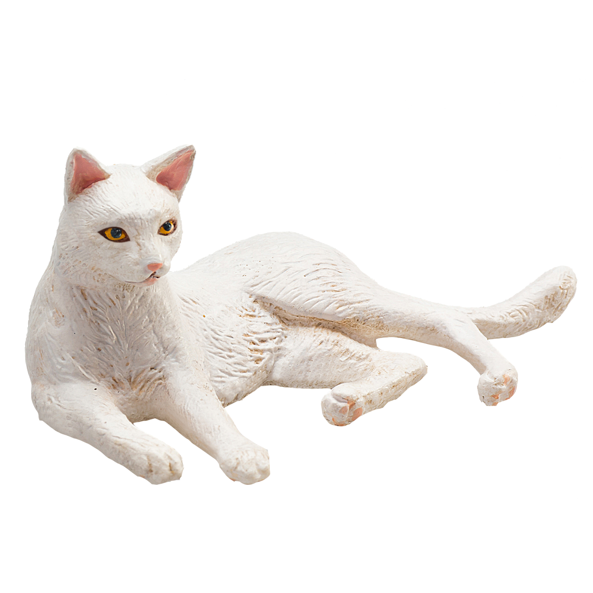 Cat Lying White Toy  Realistic Pet Figurine
