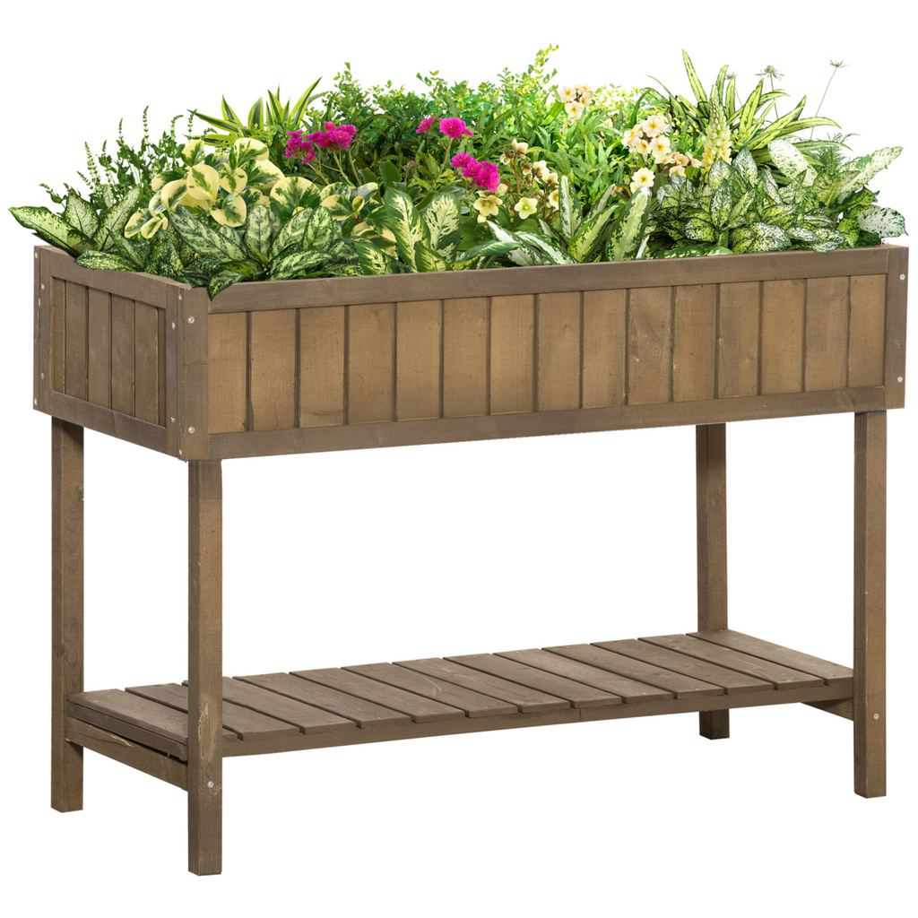 Wooden Raised Bed Container Garden Plant Stand 8 Boxes 110x46x76cm Brown