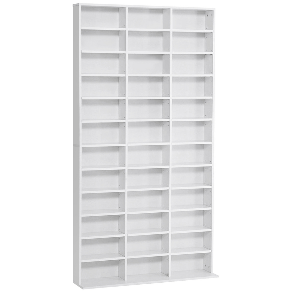 HOMCOM CD DVD Media Storage Shelves Display Shelf Racks Wooden Frame White