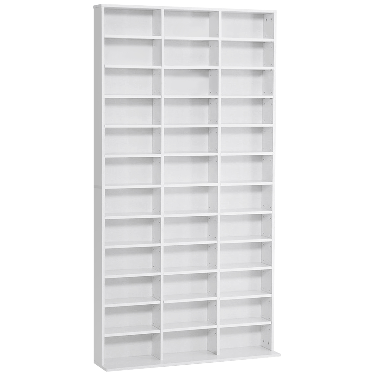 HOMCOM CD DVD Media Storage Shelves Display Shelf Racks Wooden Frame White