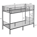 【 Same code 57955699】Twin Over Twin Bunk Bed for Kids Teens Adults, Heavy Duty Metal Bunk Bed with Ladder & Full-Length Guard Rail & Storage Space, Black