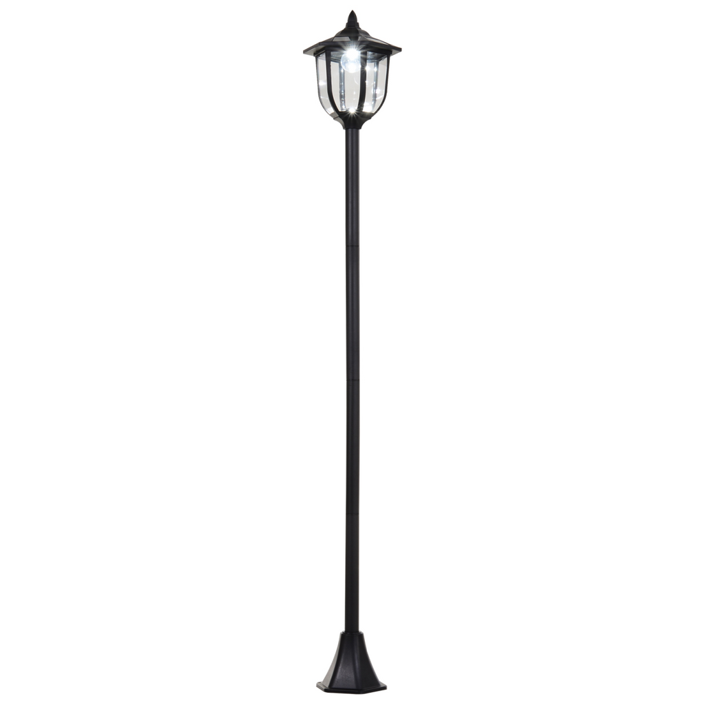 1.77m Tall Free-Standing ABS Garden Solar LED Lamp Post Black