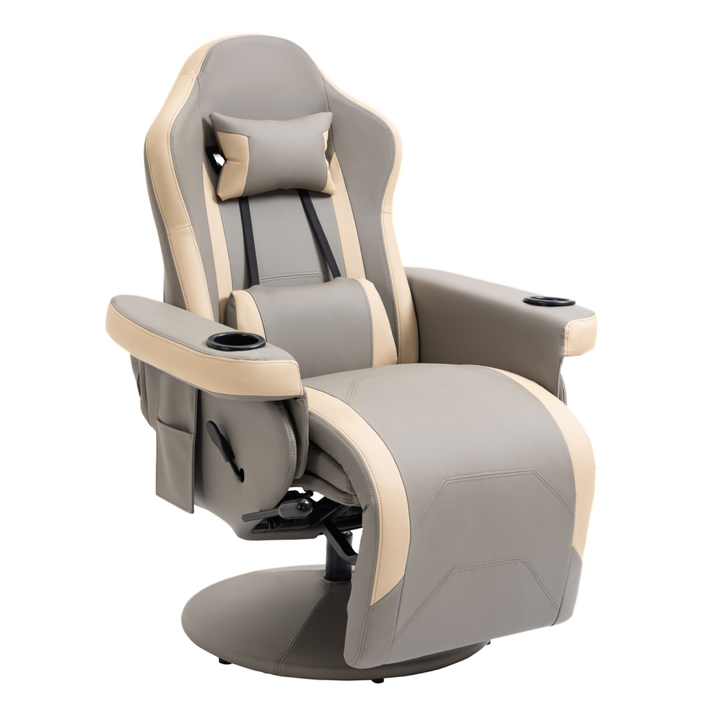 Manual Recliner Armchair PU Sofa Chair w/ Adjustable Leg Rest & 135� Reclining
