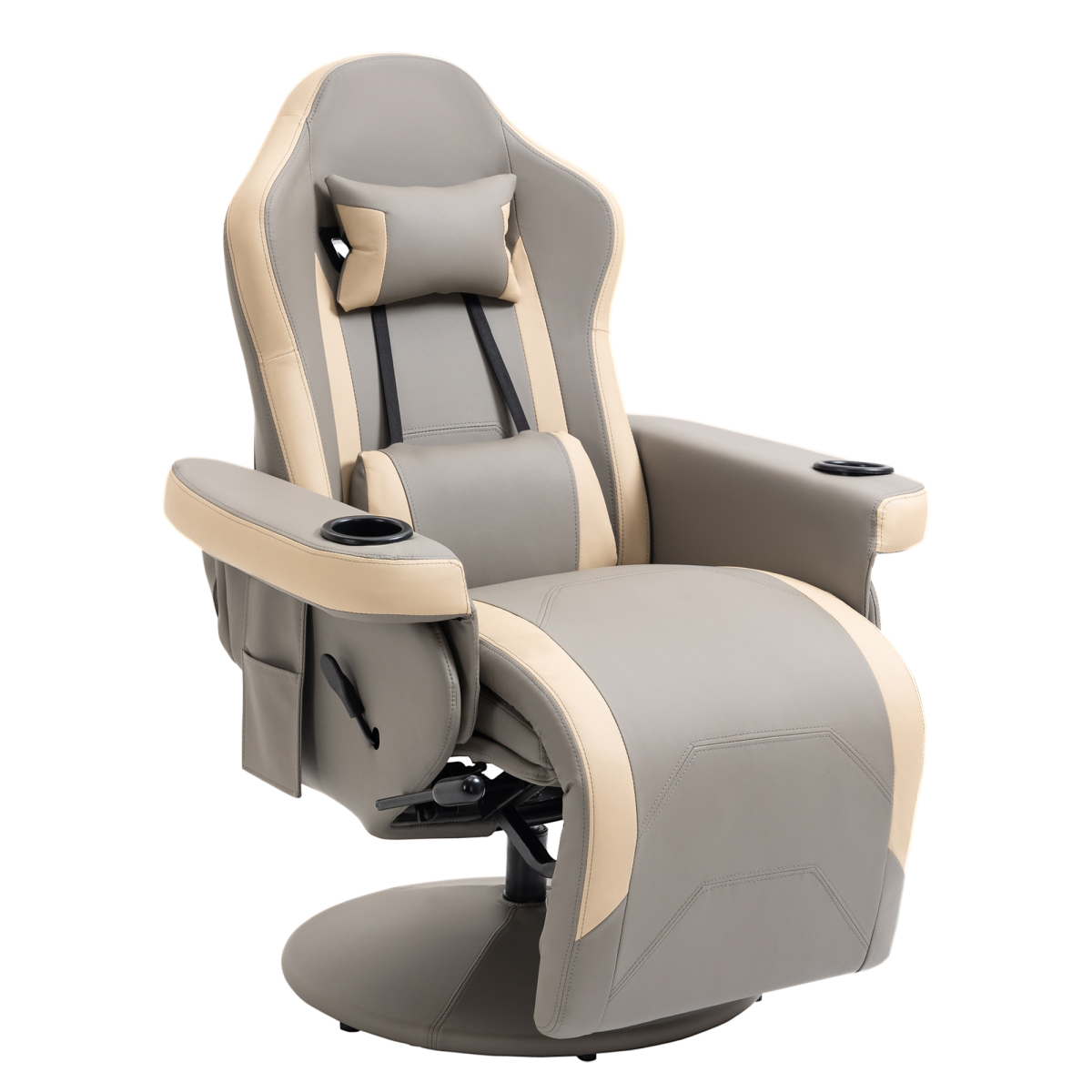 Manual Recliner Armchair PU Sofa Chair w/ Adjustable Leg Rest & 135� Reclining