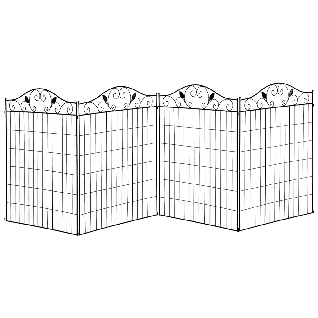Garden Decorative Fence 4 Panels 44in x 12ft Steel Wire Border Edging Outsunny