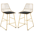 Modern Counter Height Bar Stools Set of 2 pcs Wire Metal Barstools for Kitchen