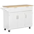 Kitchen Island Utility Cart, with 2 Storage Drawers Cabinets Dining Room White