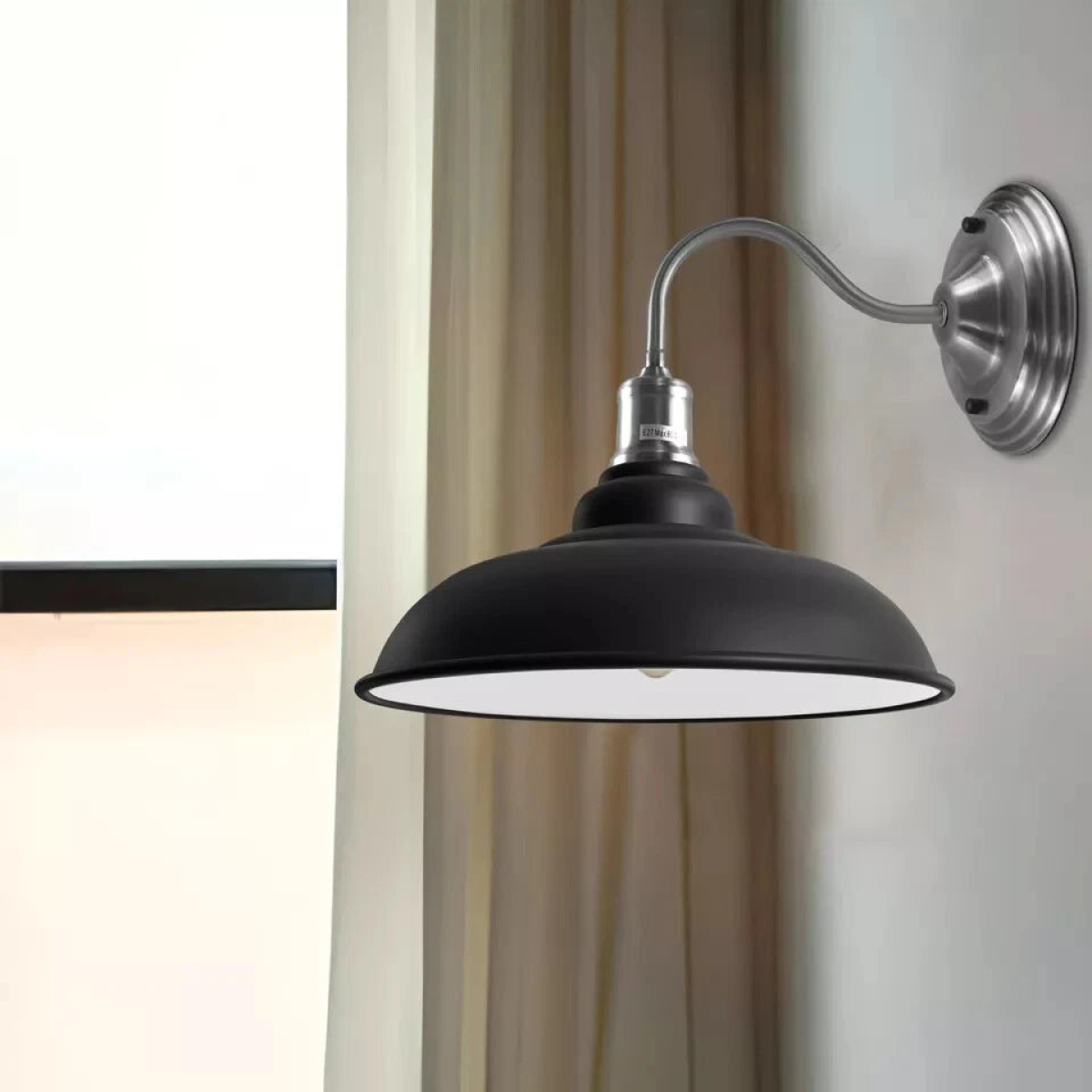 Vintage Black Metal Wall Light Living Room Retro Industrial Lighting ~1665