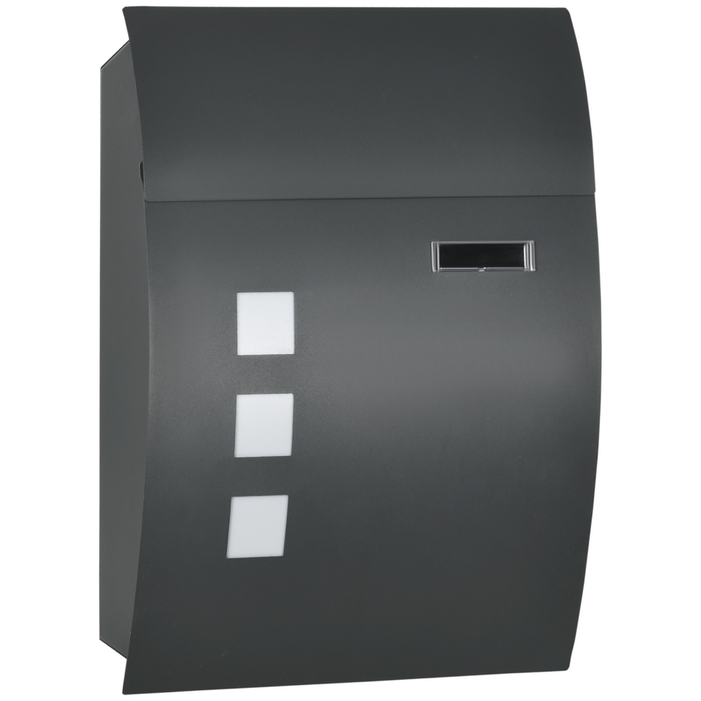HOMCOM Weatherproof Wall Mounted Letter Box Post Box w/ Key Viewing Windows