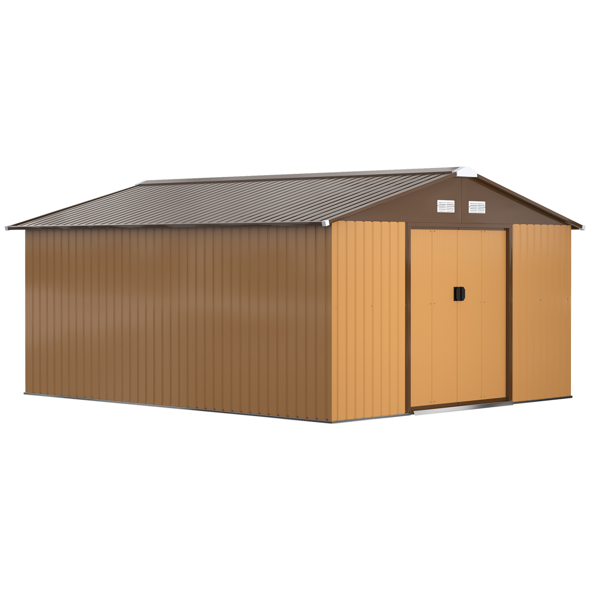 13ft x 11ft Metal StorageFoundation Vent Doors Light Brown