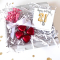21st Birthday Cubic Zirconia Silver Necklace & Gold Balloons Mini Gift Hamper