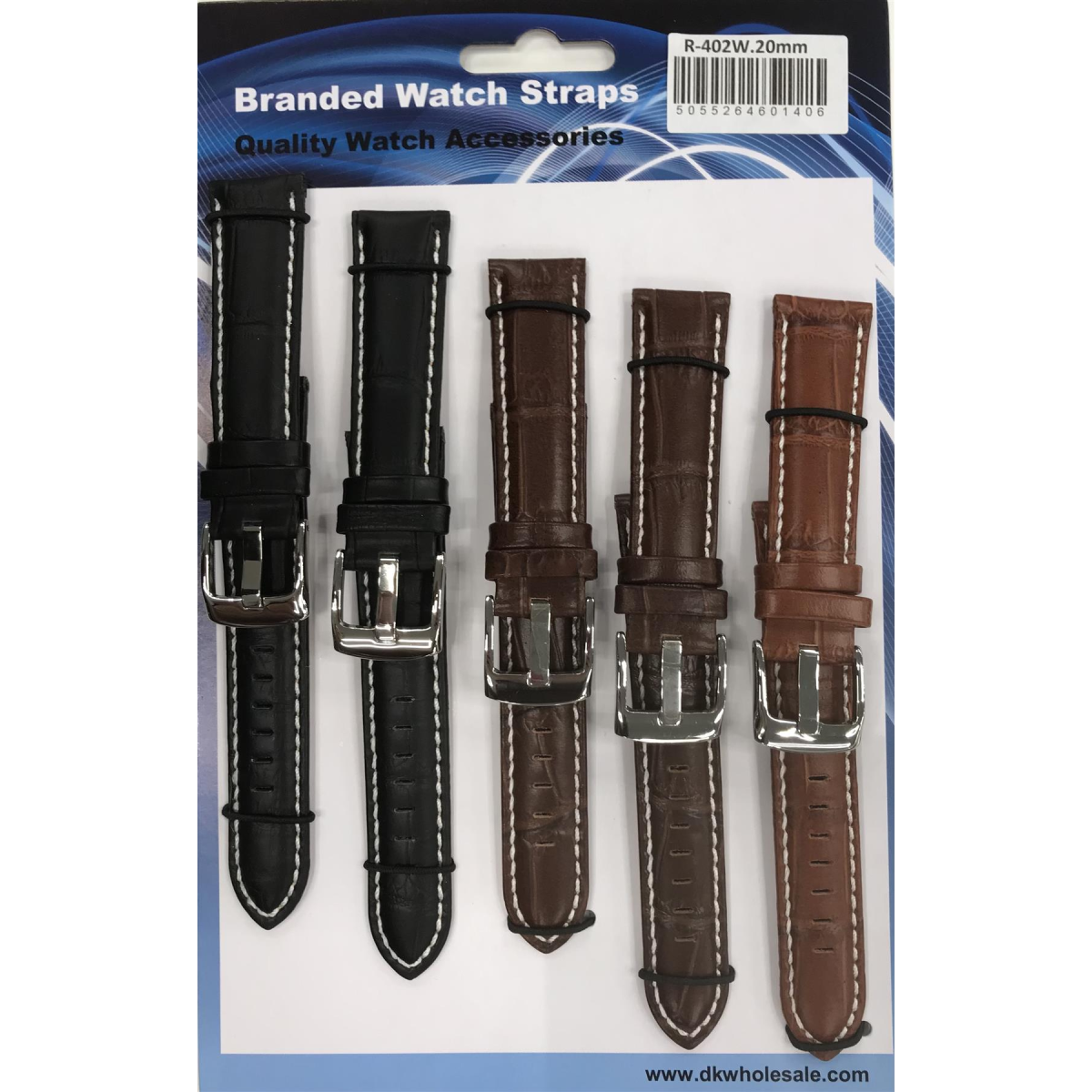 R-402W Quality Leather Padded watch straps with Stitching 20MM