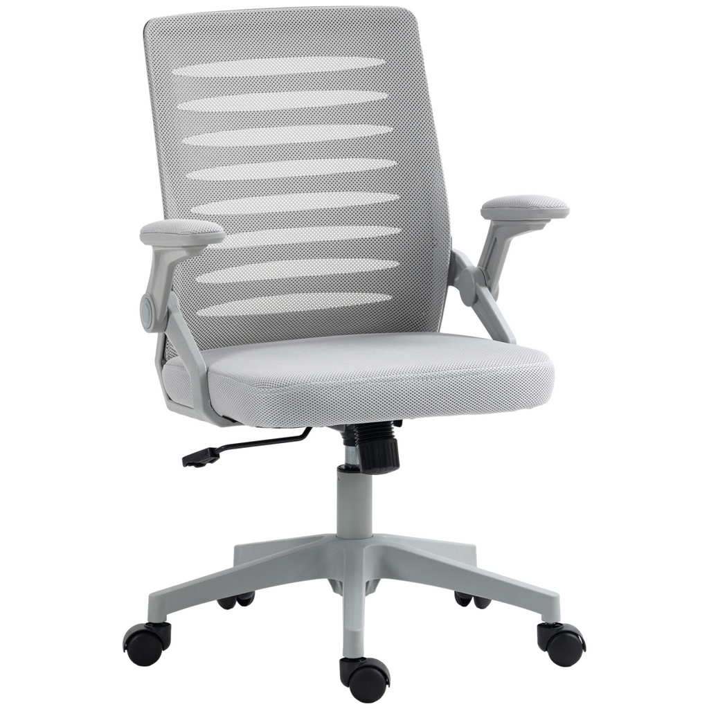 Vinsetto Mesh Office Chair Home Swivel Task Chair with Lumbar Support, Arm, Grey
