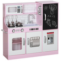 AIYAPLAY Play Kitchen, Pretend Toy Kitchen w/ Toy Phone, Chalkboard, Sink