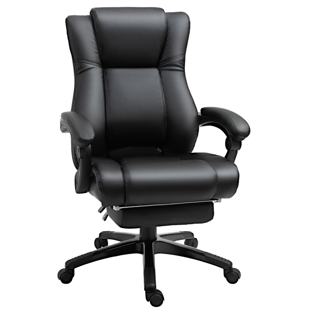Executive Home Office Chair High Back Recliner, with Foot Rest, Black Vinsetto