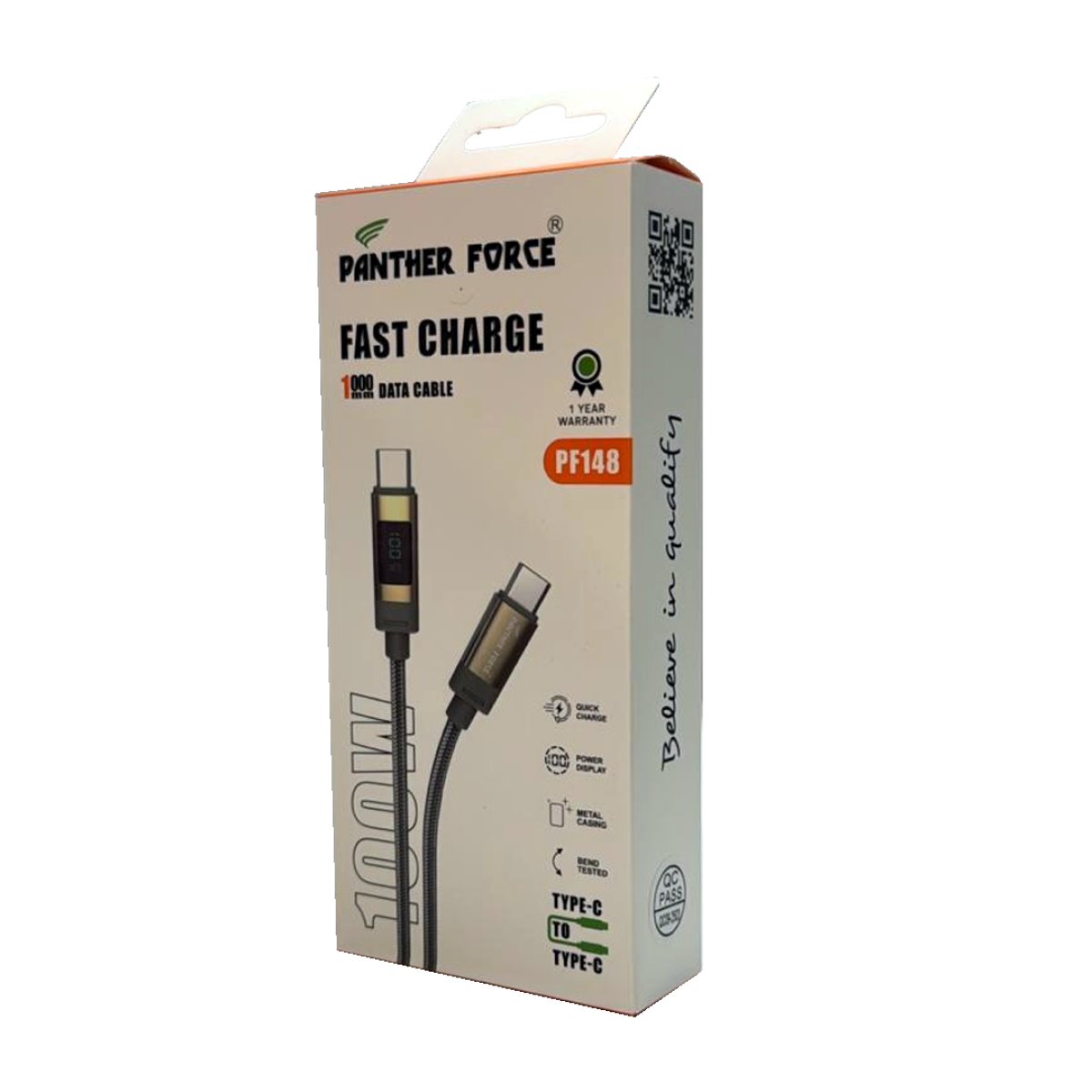 Panther Force 100W Type-C to Type-C Cable with LED Indicator