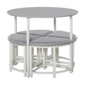 Modern Round Dining Table Set with 4 Upholstered Stools for Dining Room