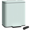 HOMCOM 2 x 20L Double Rubbish Bin, Pedal Bin with Soft-Close Lid, Green