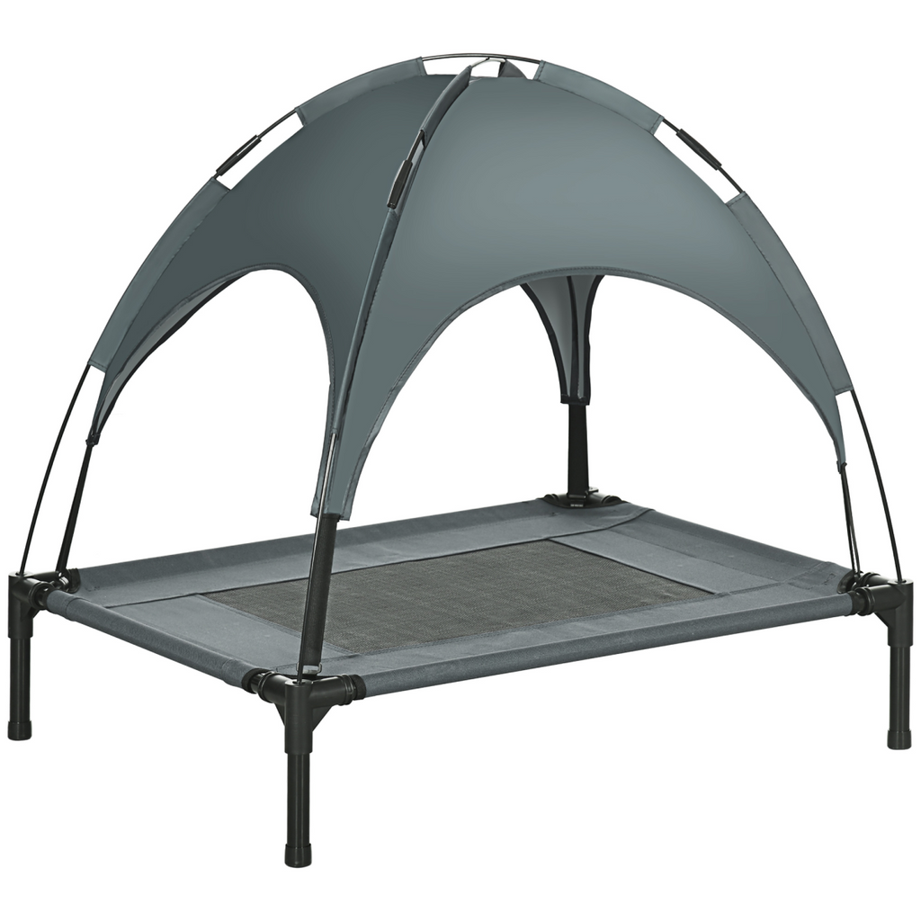 76 cm Elevated Dog Bed Cooling Raised Pet Cot UV Protection Canopy Grey Pawhut