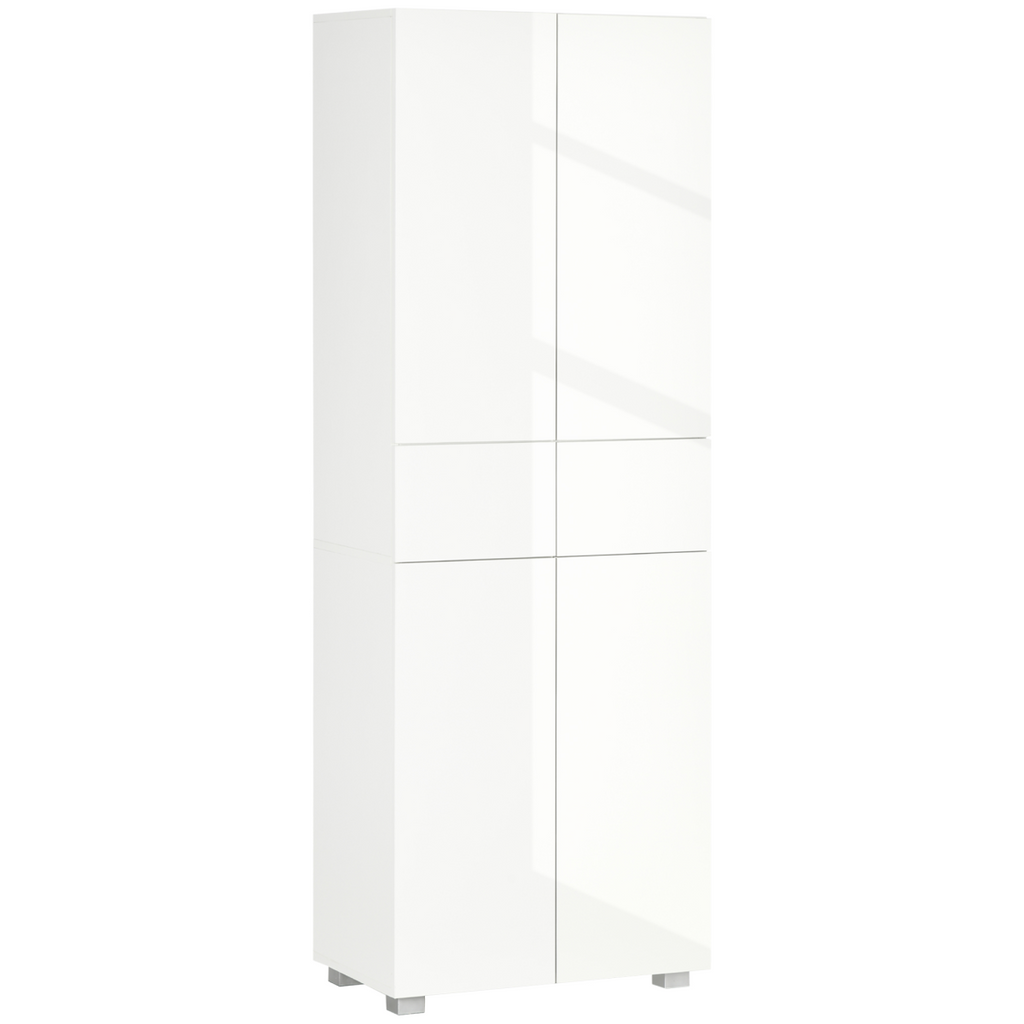 4-Door Kitchen Cupboard Freestanding Storage Cabinet w/ Shelves & Drawers White