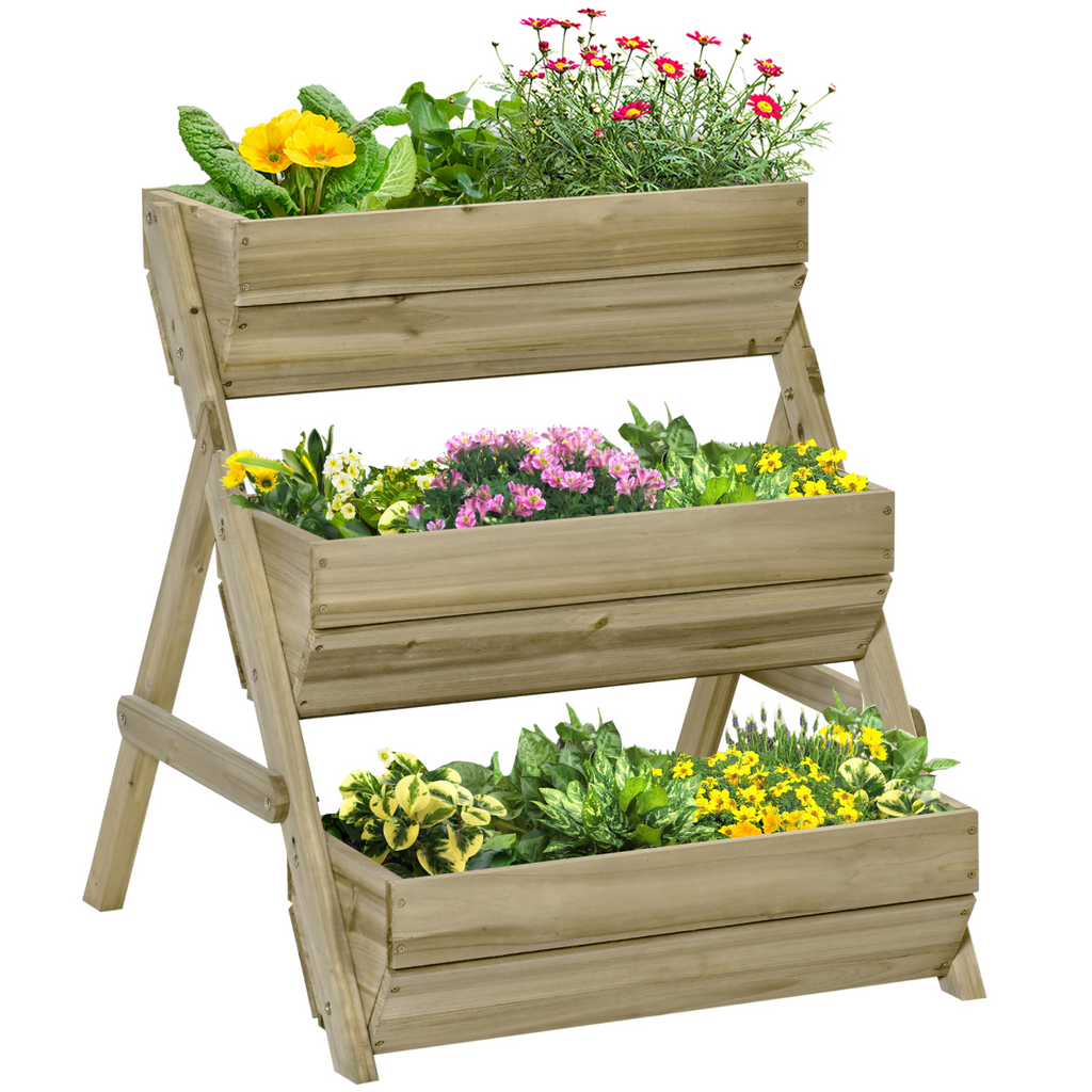 3 Tier Raised Garden Bed Kit for Flower, Vegetable, Herb, 120x68x80cm, Green